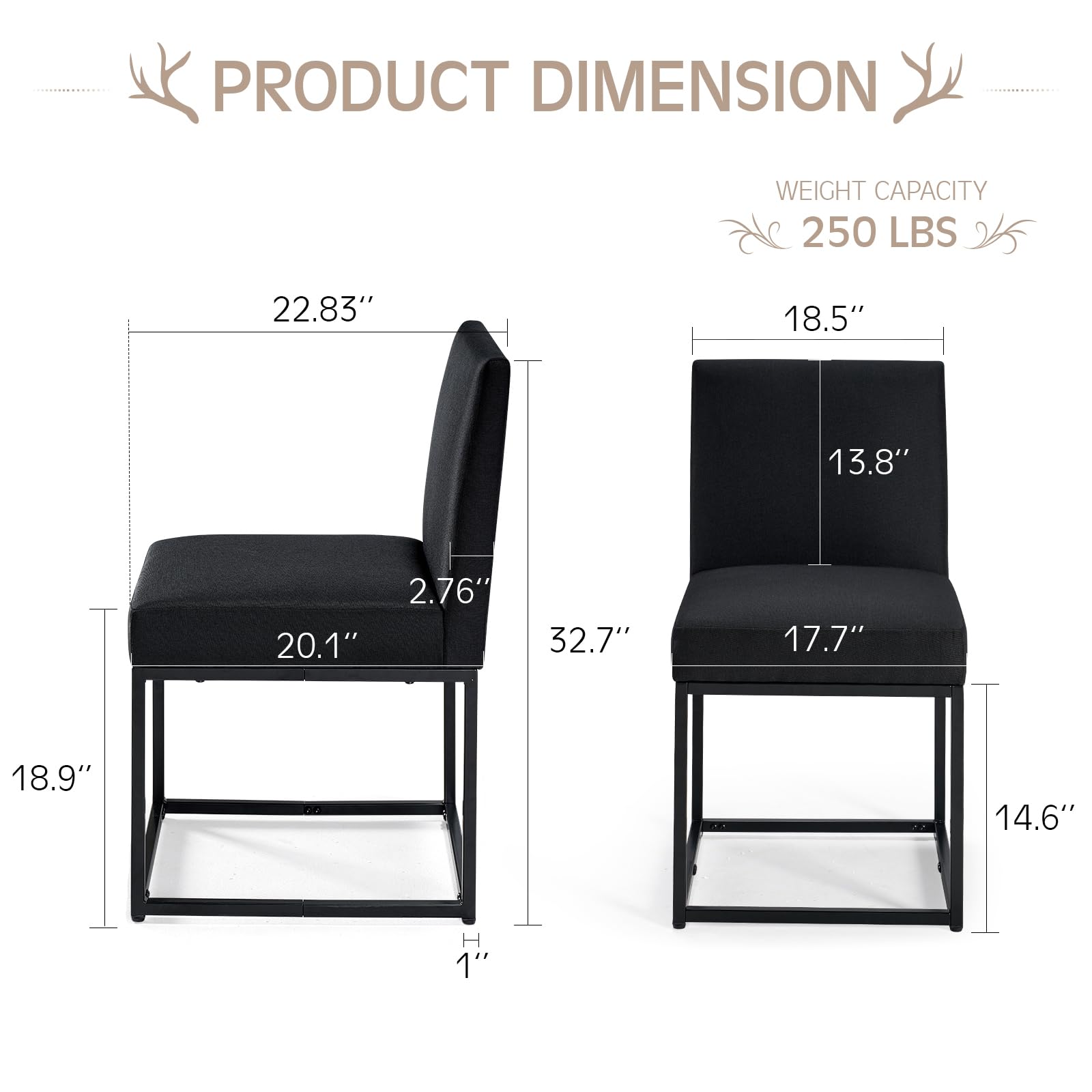 6-Piece Linen Dining Chairs Set - Black