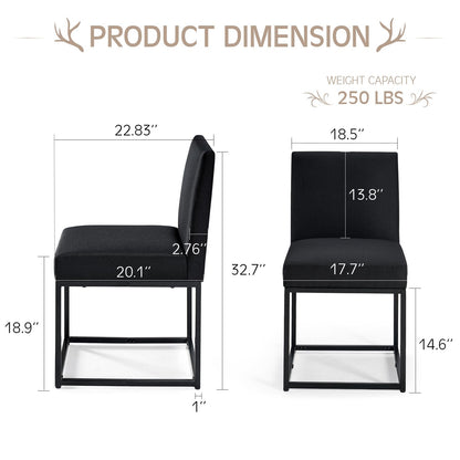 6-Piece Linen Dining Chairs Set - Black