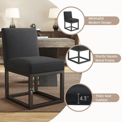 6-Piece Linen Dining Chairs Set - Black