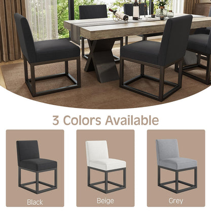 6-Piece Linen Dining Chairs Set - Black