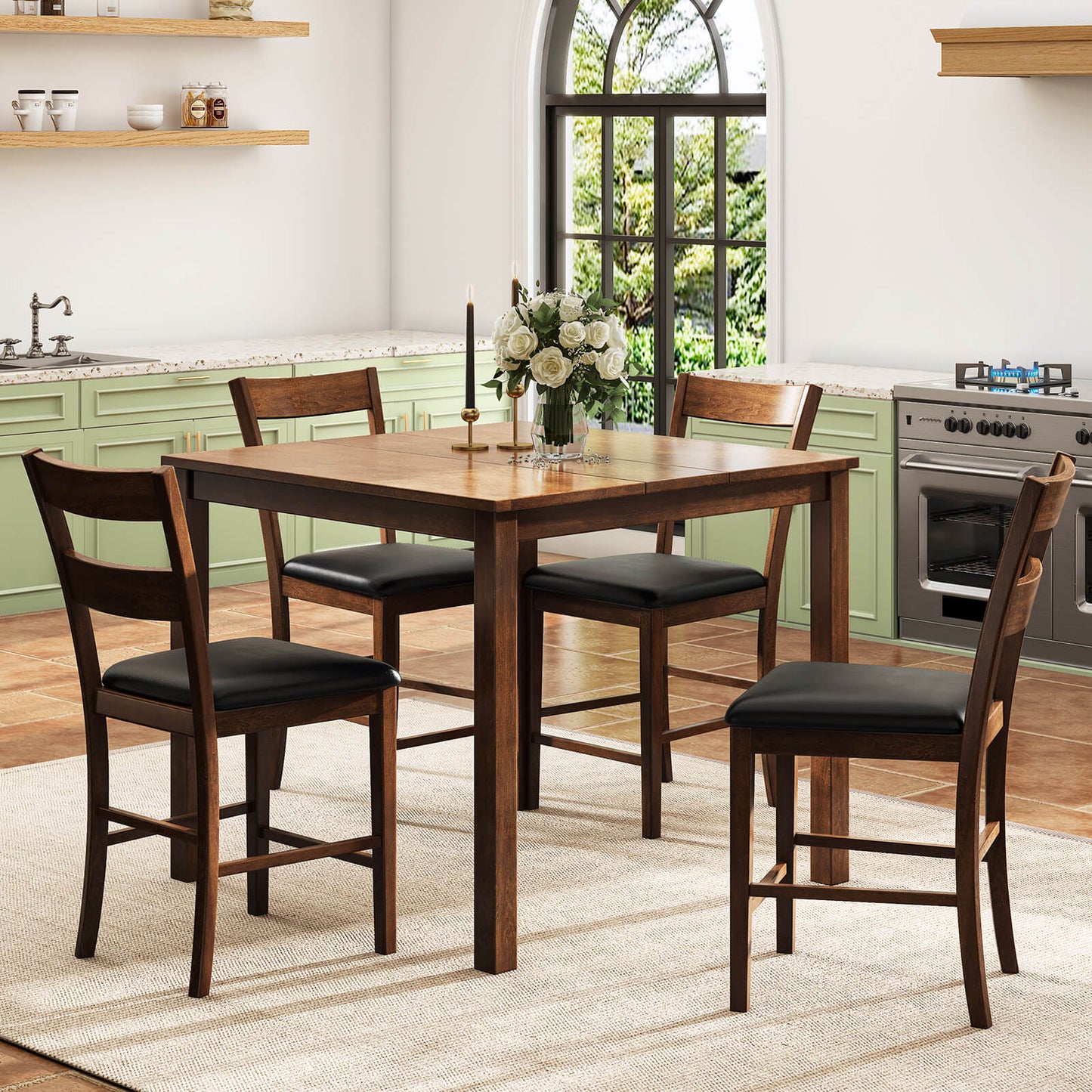 Century 5-Piece Solid Wood Dining Table Set