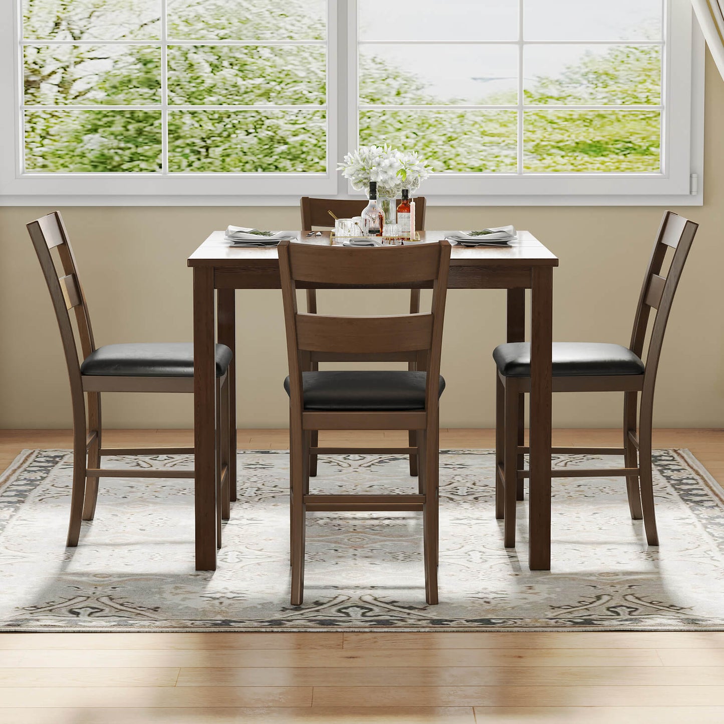 Century 5-Piece Solid Wood Dining Table Set