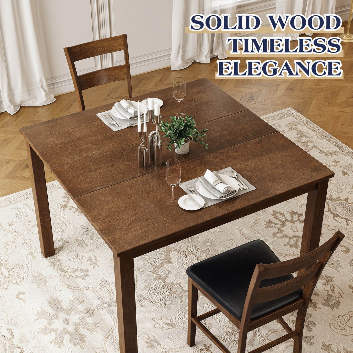 Century 5-Piece Solid Wood Dining Table Set