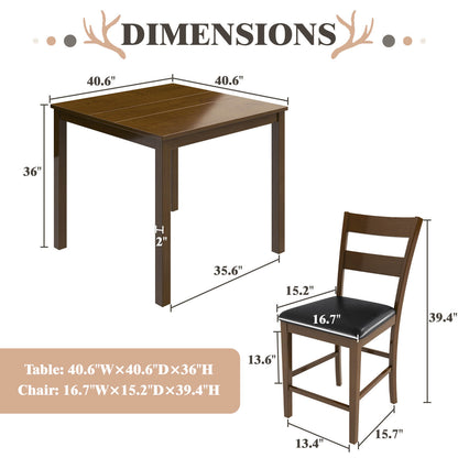 Century 5-Piece Solid Wood Dining Table Set