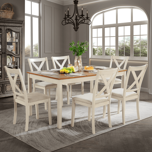 Willow 7-Piece Solid Wood Dining Table Set