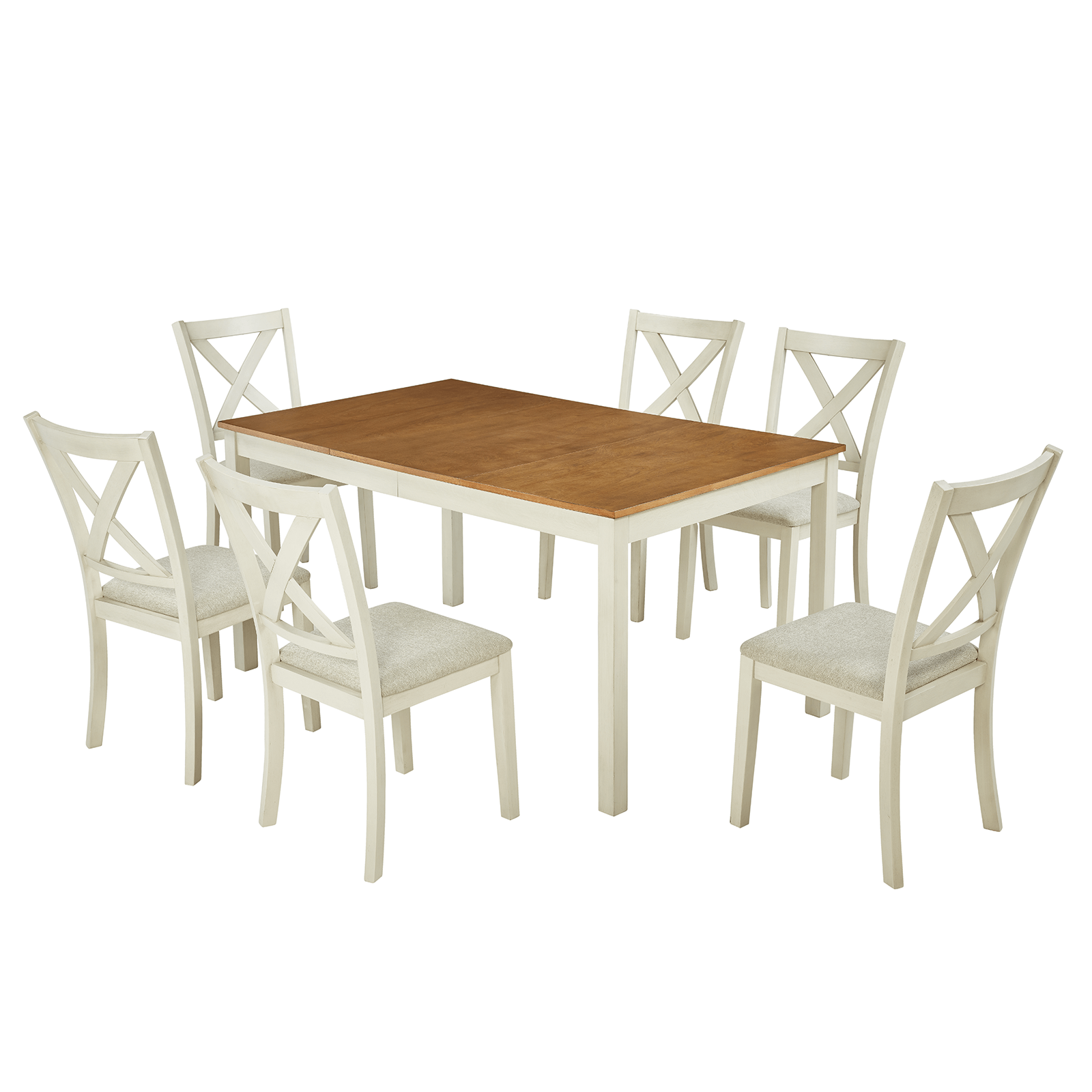 Willow 7-Piece Solid Wood Dining Table Set