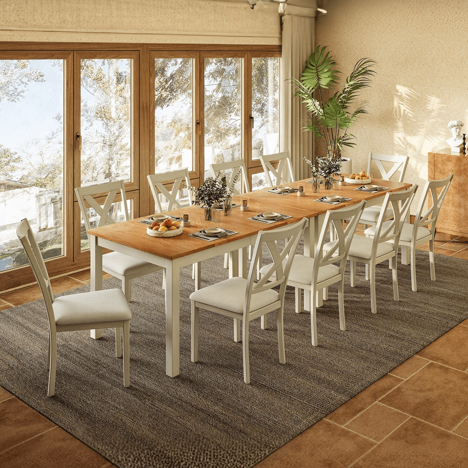 Willow 7-Piece Solid Wood Dining Table Set