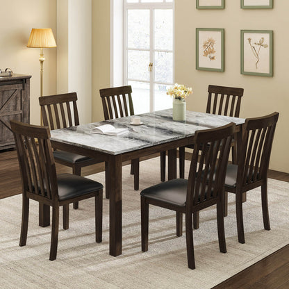 Clay 7-Piece Solid Wood Dining Table Set 