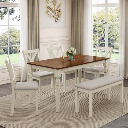 Spur 6-Piece Solid Wood Dining Table Set 