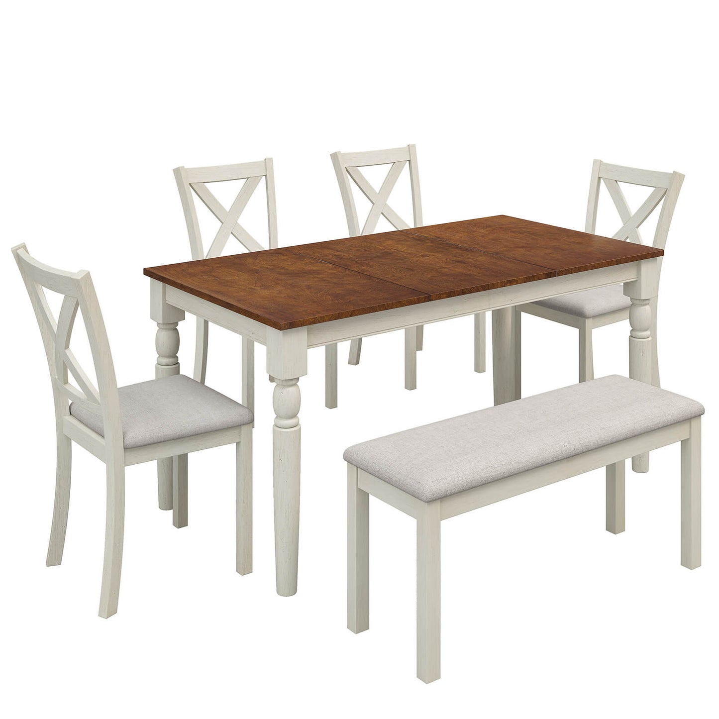 Spur 6-Piece Solid Wood Dining Table Set 