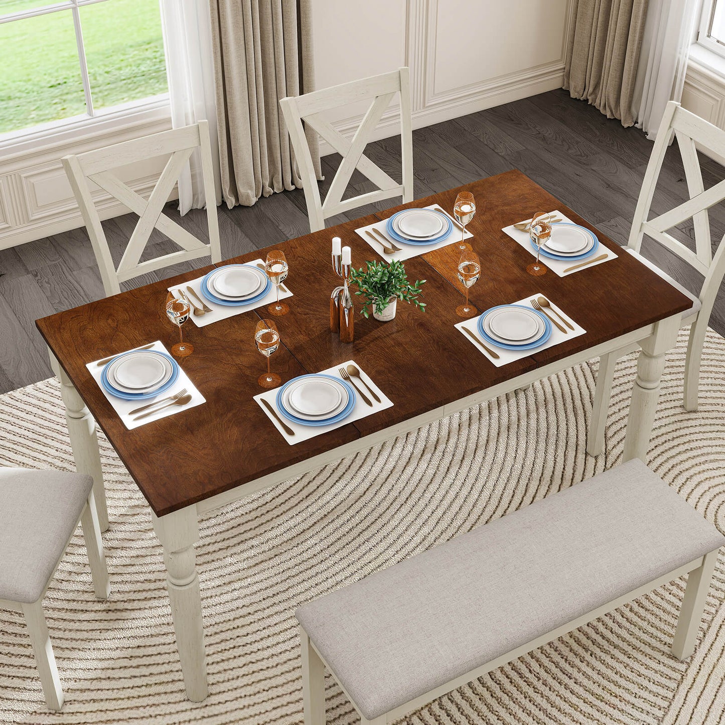 Spur 6-Piece Solid Wood Dining Table Set 