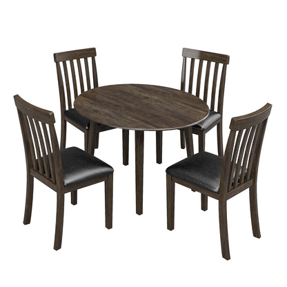 Foldem 5-Piece Solid Wood Dining Table Set 