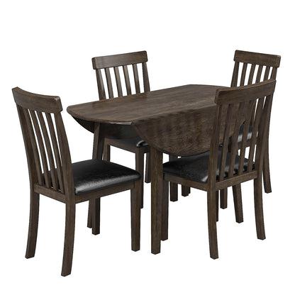 Foldem 5-Piece Solid Wood Dining Table Set 