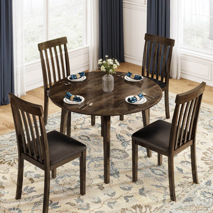 Foldem 5-Piece Solid Wood Dining Table Set 