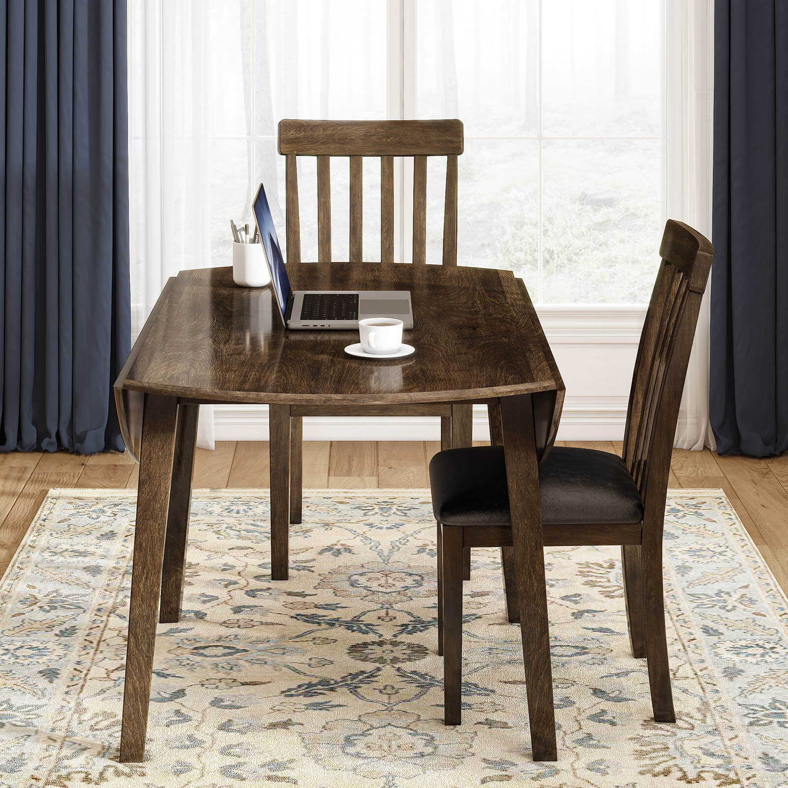 Foldem 5-Piece Solid Wood Dining Table Set 