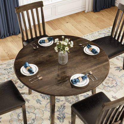 Foldem 5-Piece Solid Wood Dining Table Set 