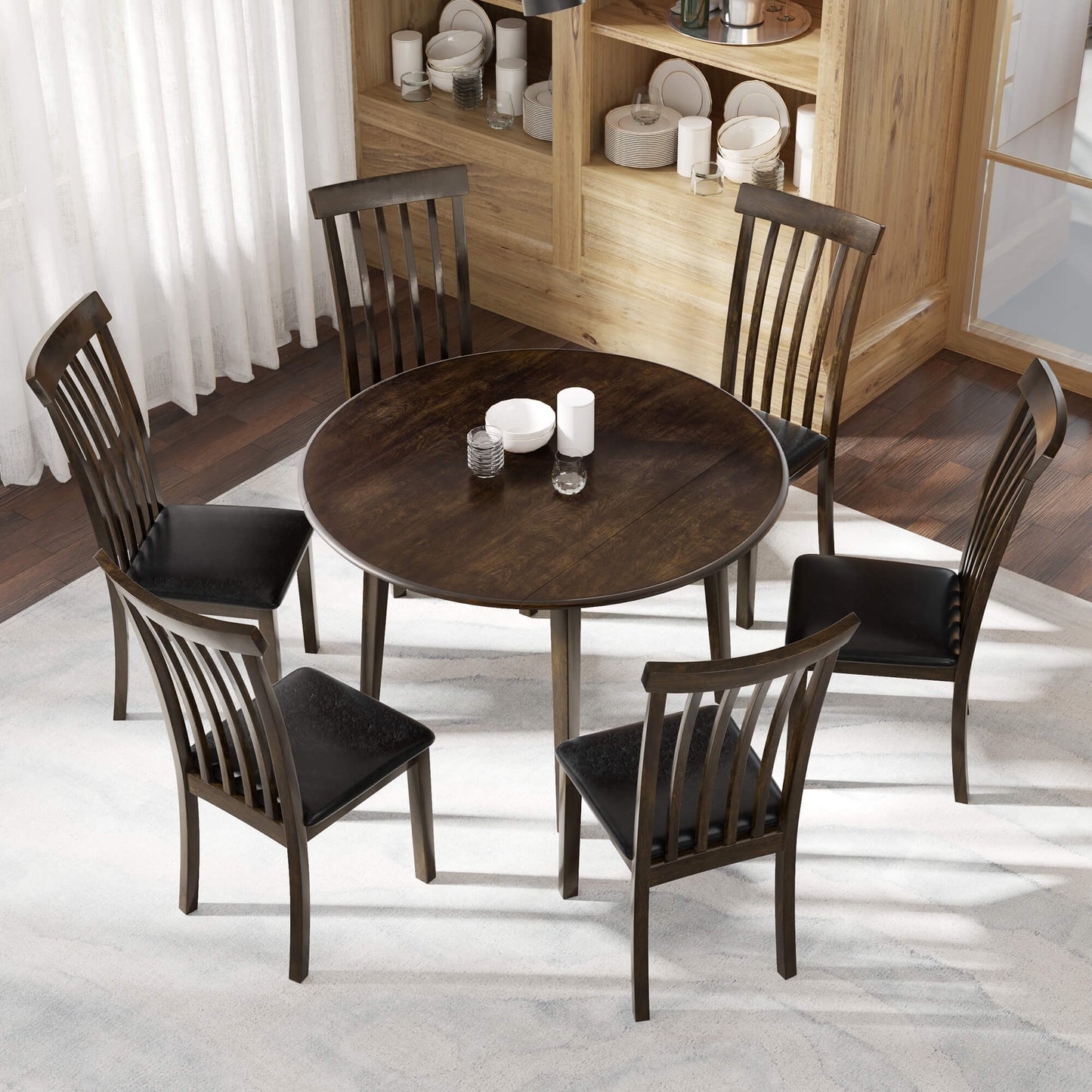 Century 7-Piece Solid Wood Dining Table Set