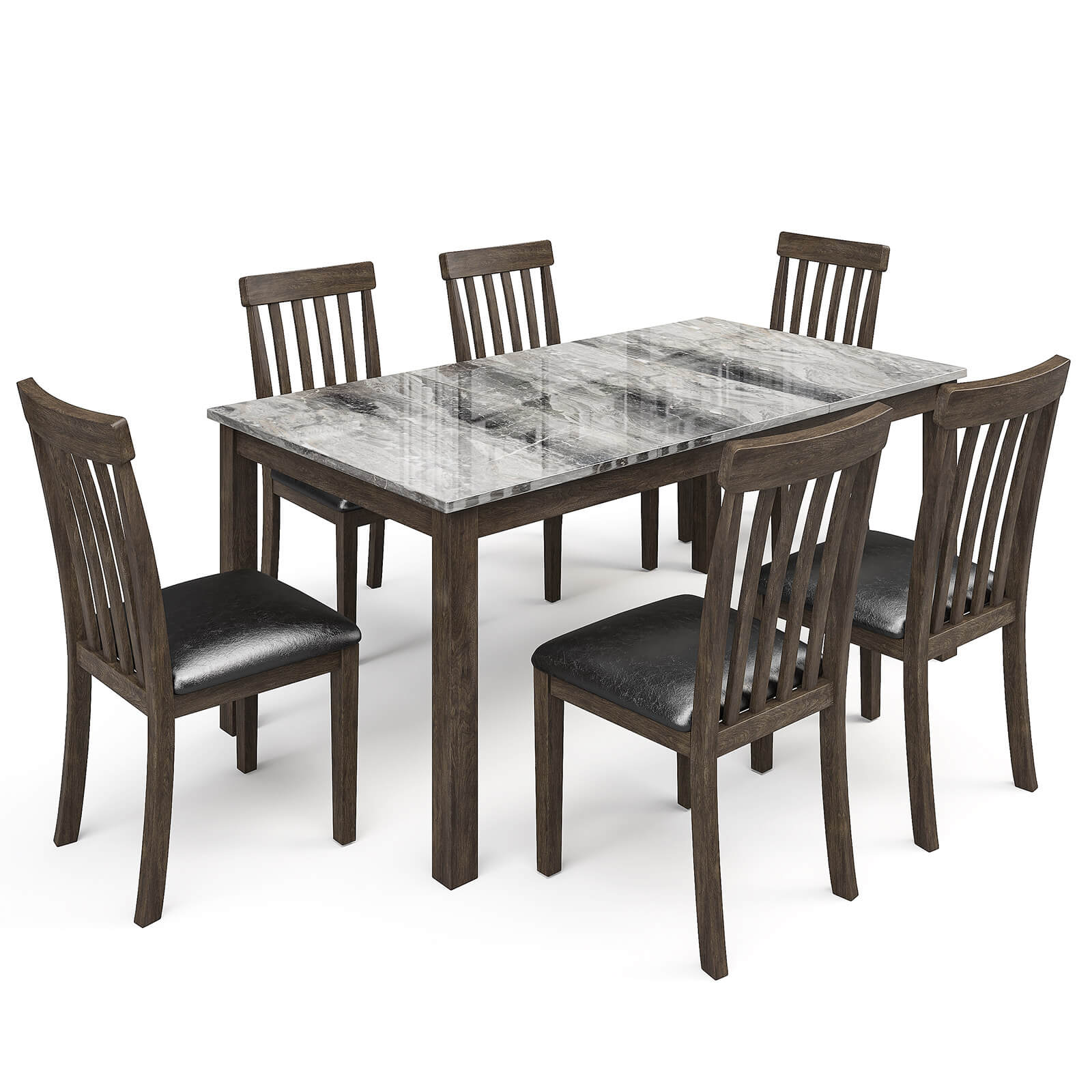 Clay 7-Piece Solid Wood Dining Table Set 