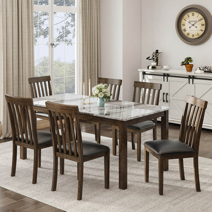 Clay 7-Piece Solid Wood Dining Table Set 