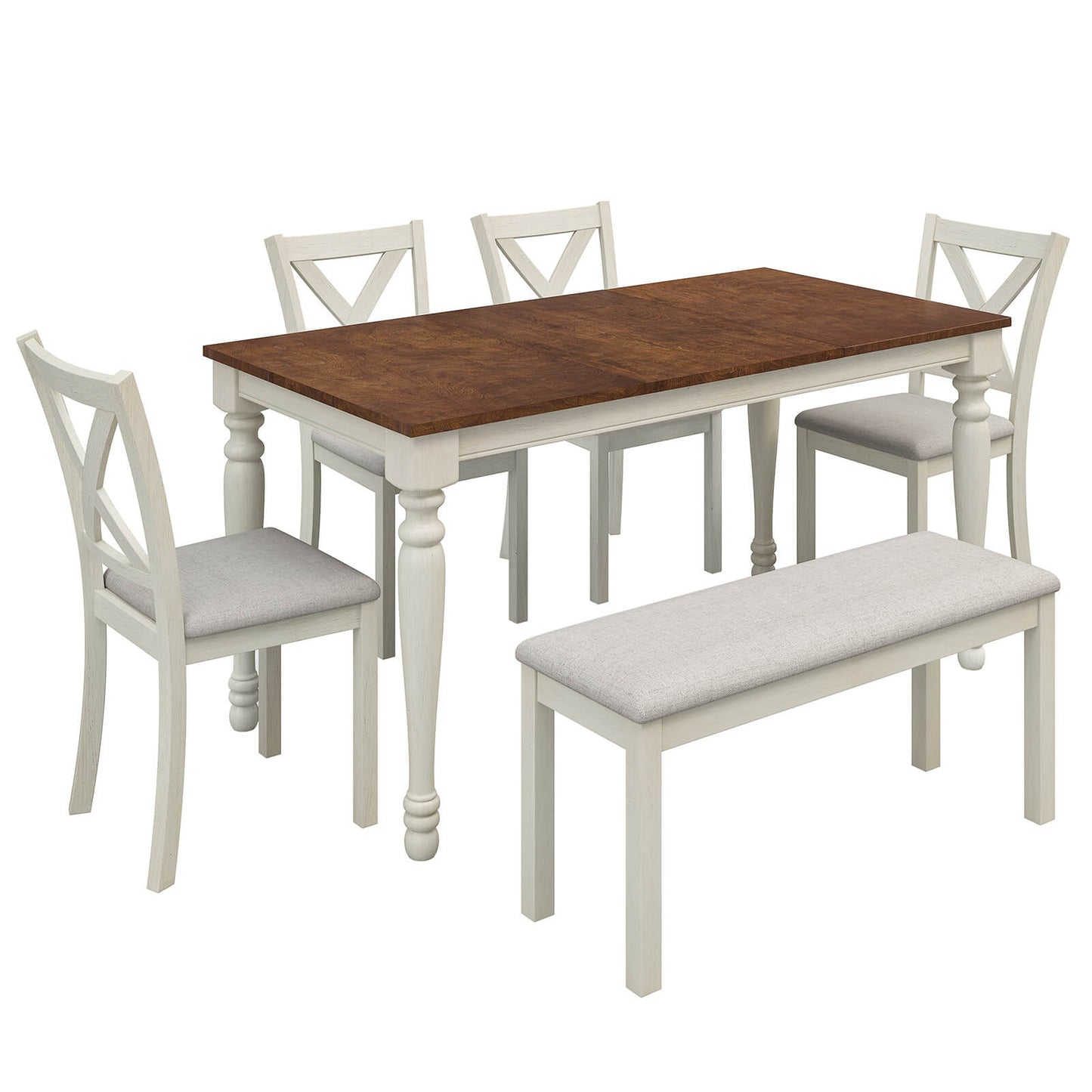 Spurvia 6-Piece 71" Solid Wood Dining Table Set -