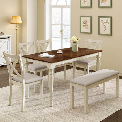 Spurvia 6-Piece 71" Solid Wood Dining Table Set -