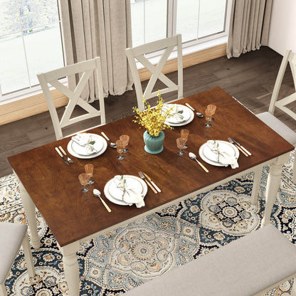 Spurvia 6-Piece 71" Solid Wood Dining Table Set -