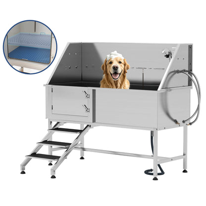 PawSpa Stainless Steel Dog Washing Station - Amerlife -  60-inch-Left-Ramp