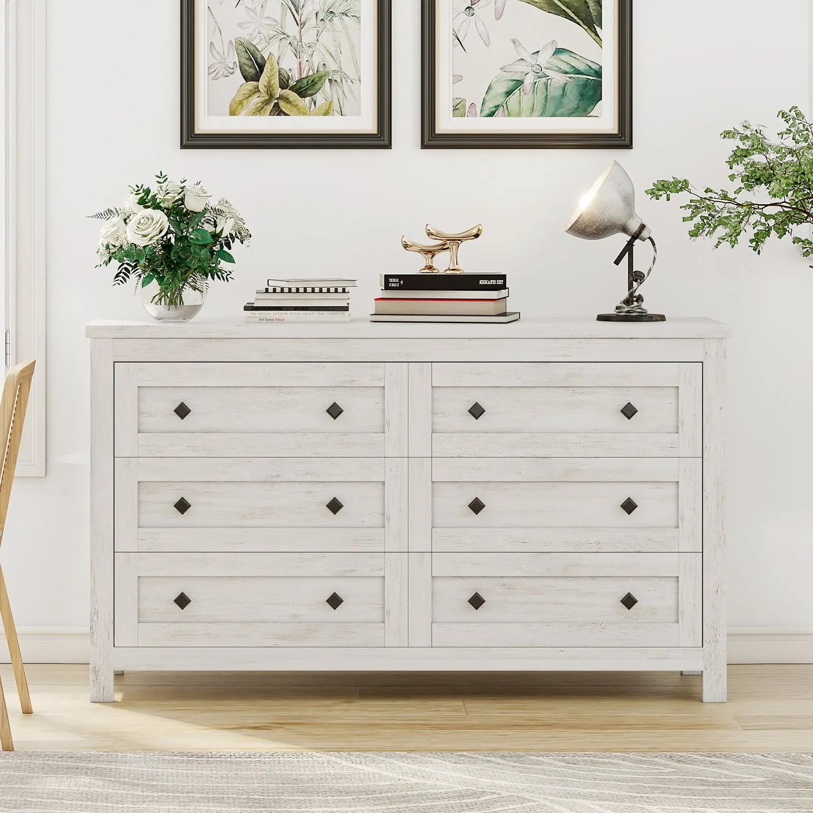 AMERLIFE Jacob Drawers Dresser Farmhouse Wood Vintage 6 Drawer Double Dresser Bedroom Living Room Rustic White AMERLIFE Jacob Drawers Dresser Farmhouse Wood Vintage 6 Drawer Double Dresser Bedroom Living Room Rustic White