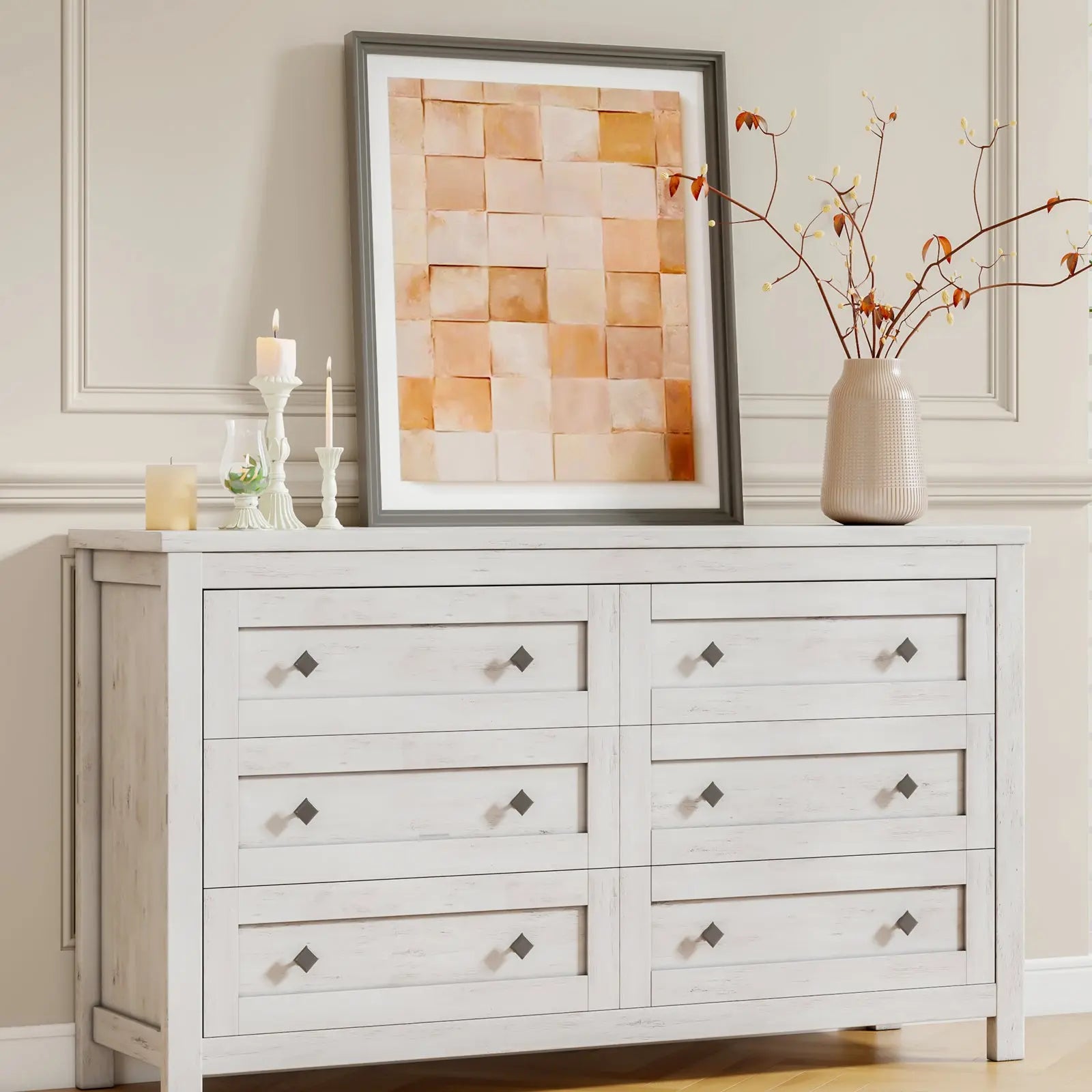 Amerlife Jacob Drawers Dresser Farmhouse Wood Vintage 6 Drawer Double Dresser Bedroom Living Room, Rustic Grey Amerlife Jacob Drawers Dresser Farmhouse Wood Vintage 6 Drawer Double Dresser Bedroom Living Room, Rustic Grey