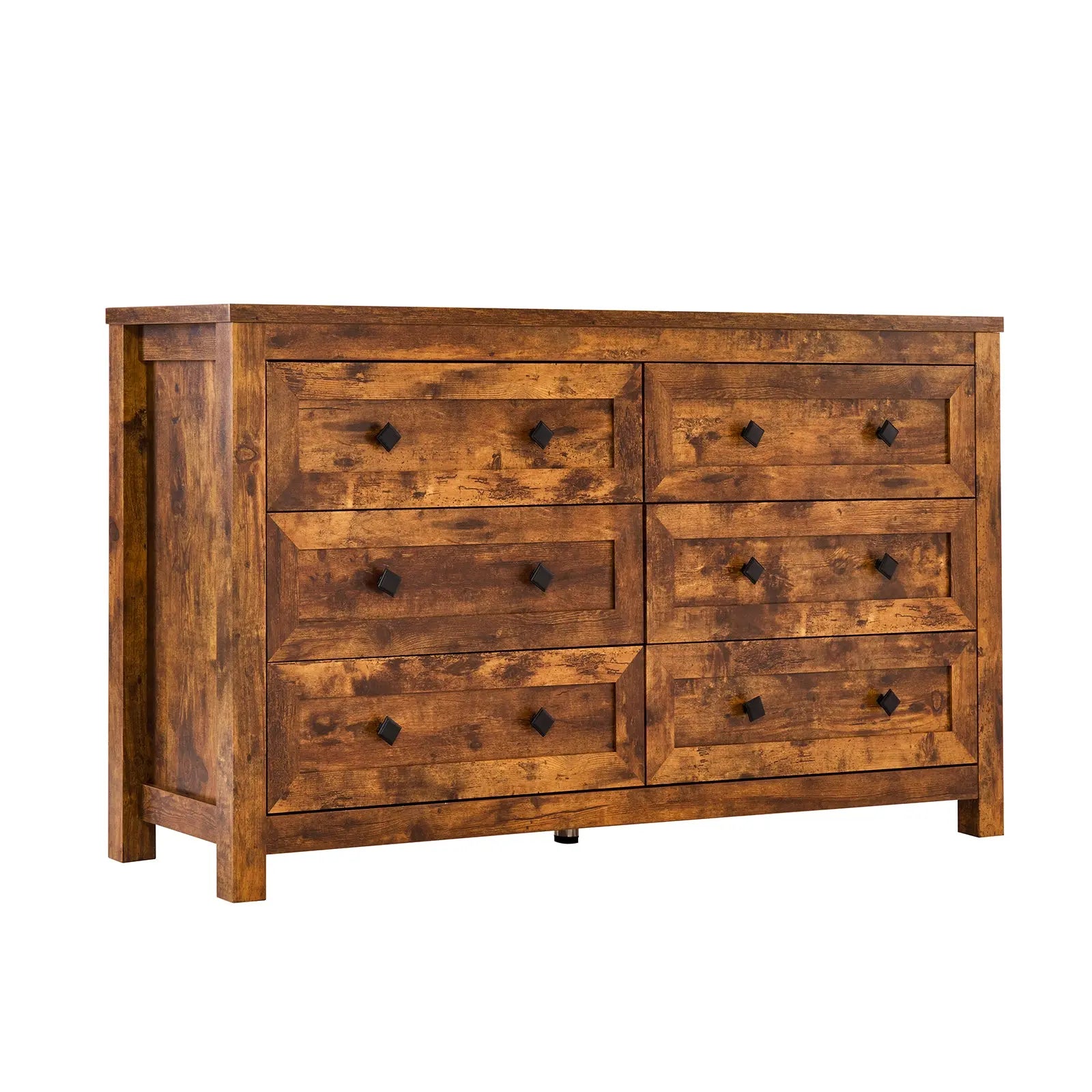 AMERLIFE Jacob Drawers Dresser Farmhouse Wood Vintage 6 Drawer Double Dresser Bedroom Living Room Rustic Grey
