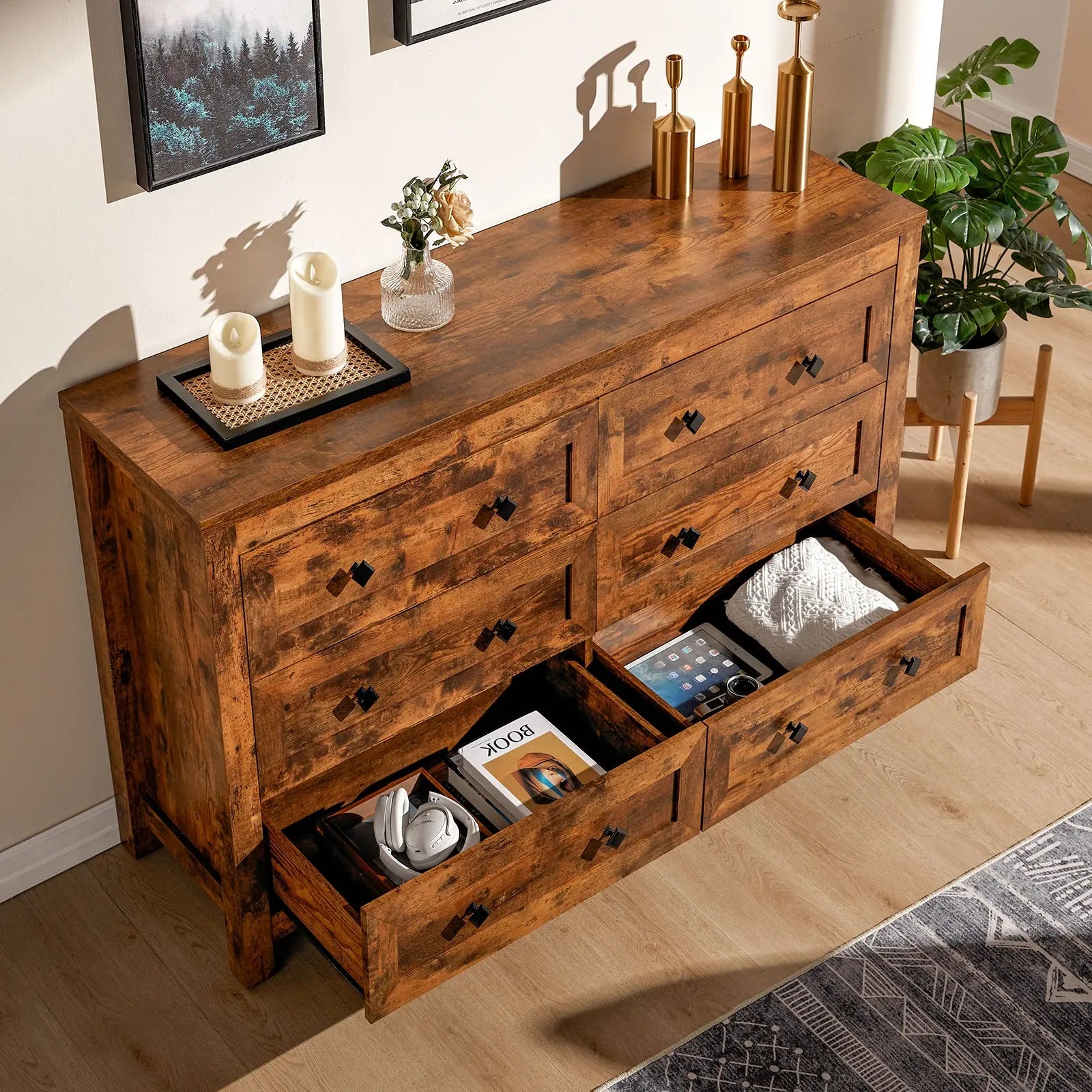 Amerlife Jacob Drawers Dresser Farmhouse Wood Vintage 6 Drawer Double Dresser Bedroom Living Room, Rustic Grey Amerlife Jacob Drawers Dresser Farmhouse Wood Vintage 6 Drawer Double Dresser Bedroom Living Room, Rustic Grey