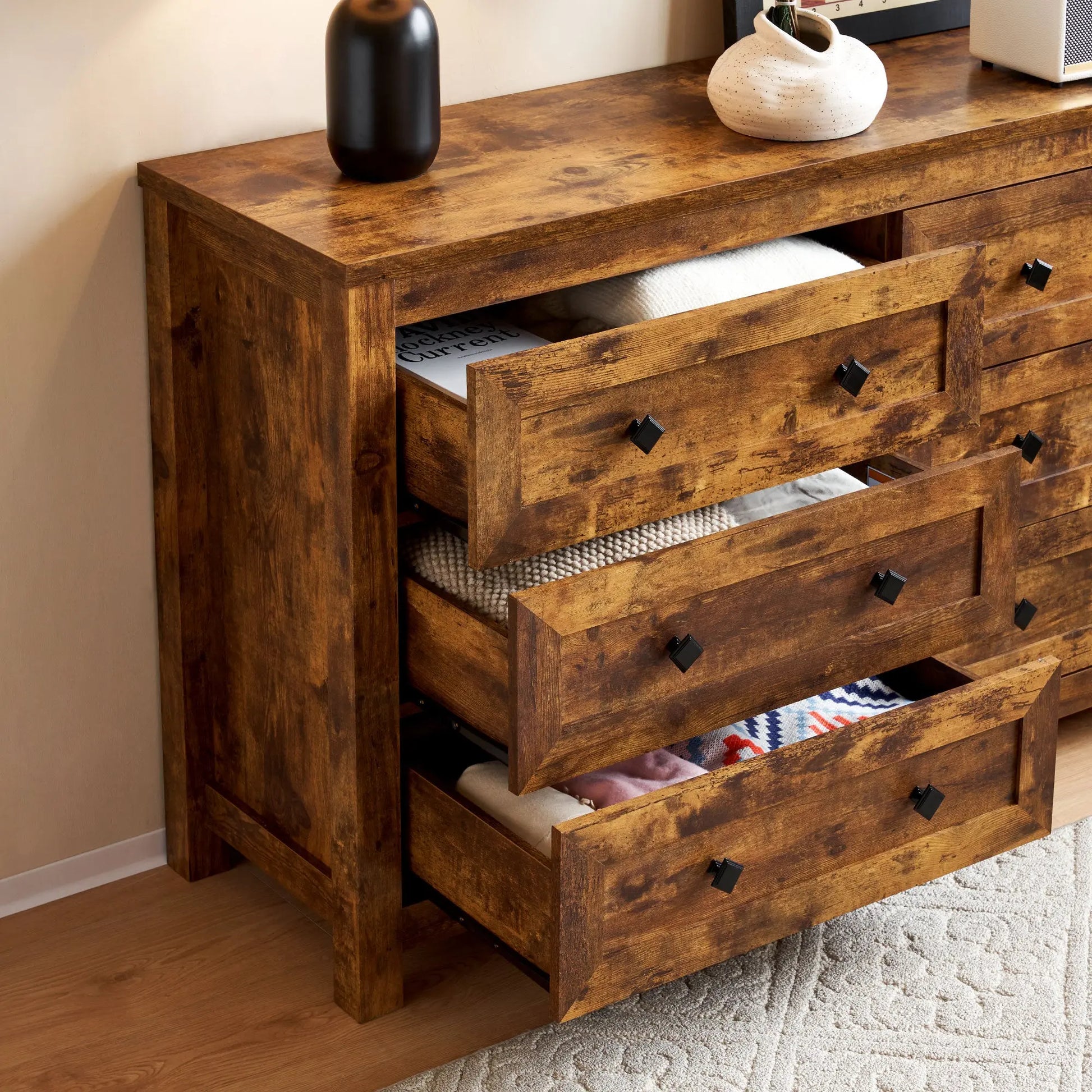rustic brown wood dresser Antler & Barnwood 7 Drawer Dresser