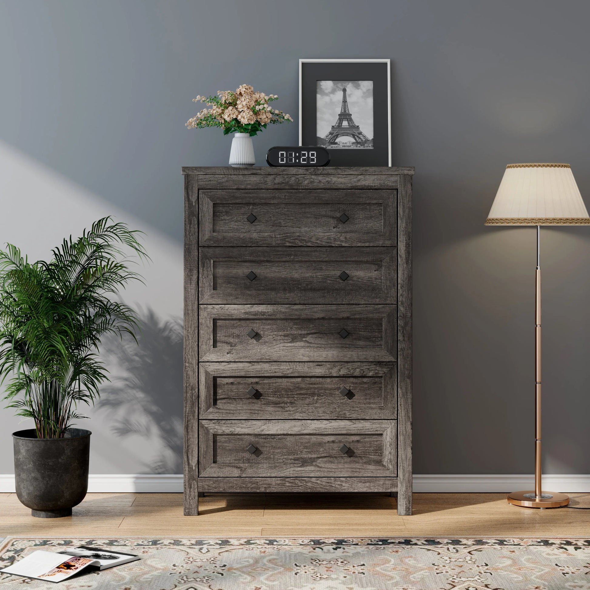 Amerlife Lenny Tall Drawers Dresser Vintage Farmhouse Wood Tall Chest Bedroom Living Room, Dark Oak Amerlife Lenny Tall Drawers Dresser Vintage Farmhouse Wood Tall Chest Bedroom Living Room, Dark Oak