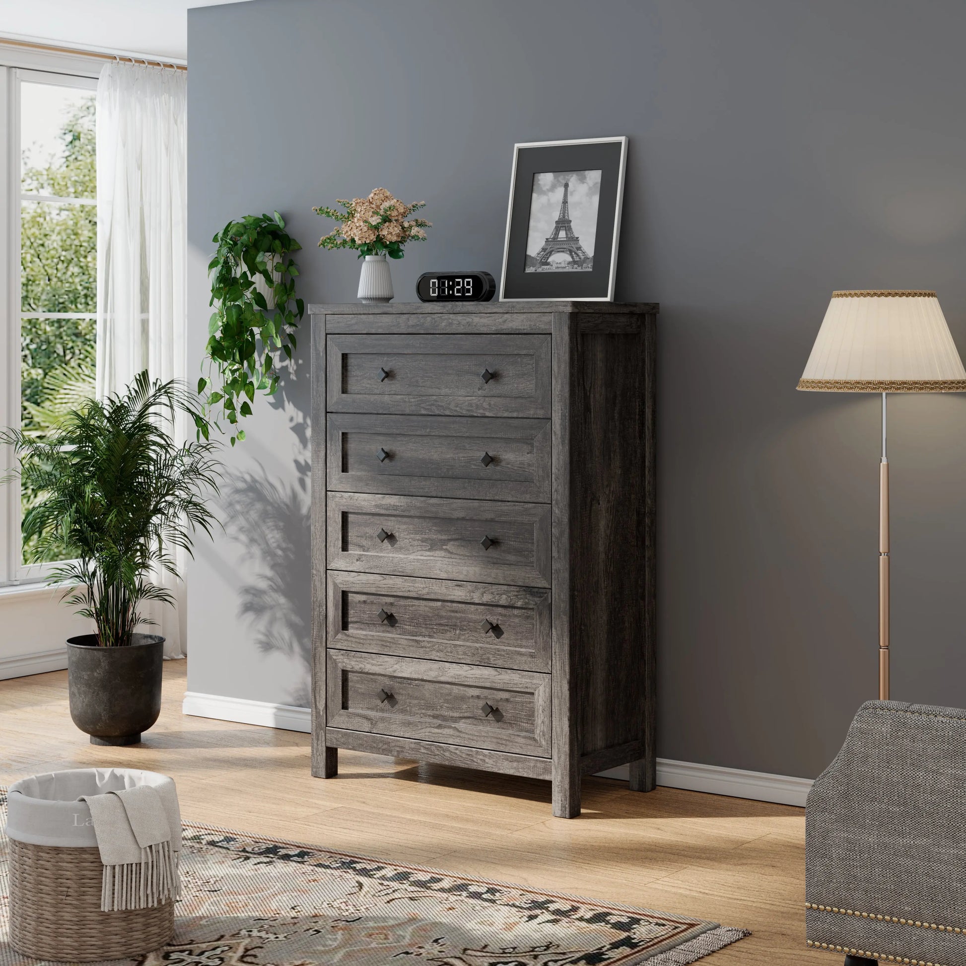Amerlife Lenny Tall Drawers Dresser Vintage Farmhouse Wood Tall Chest Bedroom Living Room, Dark Oak Amerlife Lenny Tall Drawers Dresser Vintage Farmhouse Wood Tall Chest Bedroom Living Room, Dark Oak
