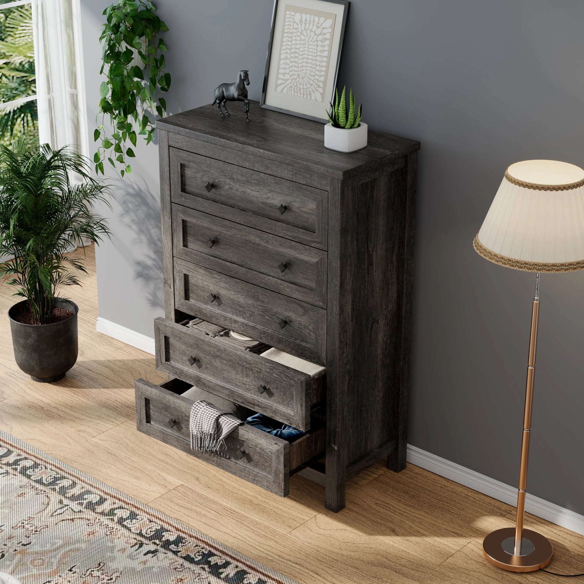 Amerlife Lenny Tall Drawers Dresser Vintage Farmhouse Wood Tall Chest Bedroom Living Room, Dark Oak Amerlife Lenny Tall Drawers Dresser Vintage Farmhouse Wood Tall Chest Bedroom Living Room, Dark Oak