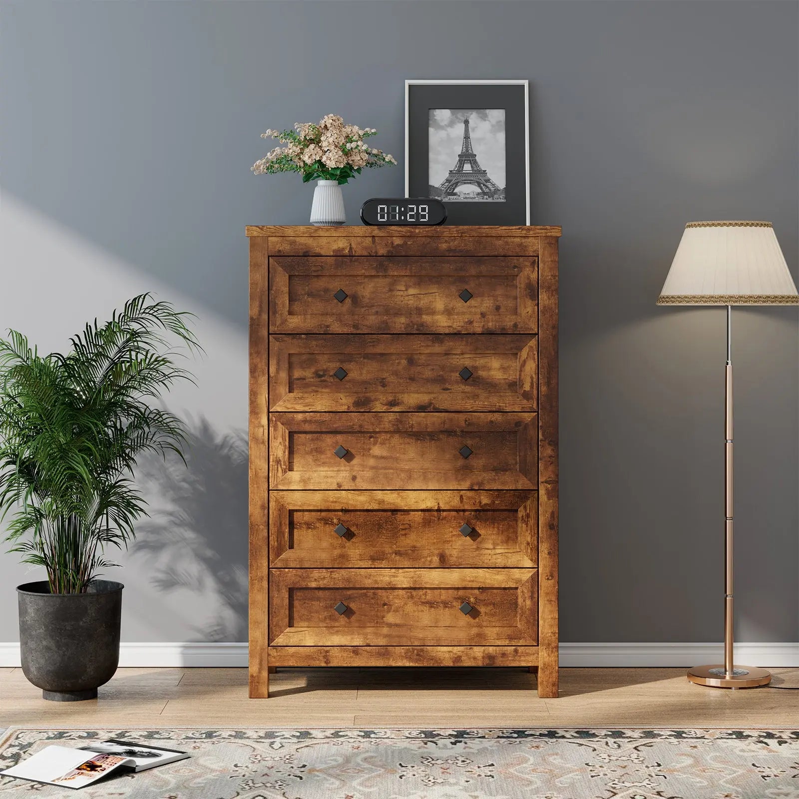 Amerlife Lenny Tall Drawers Dresser Vintage Farmhouse Wood Tall Chest Bedroom Living Room, Rustic Grey Amerlife Lenny Tall Drawers Dresser Vintage Farmhouse Wood Tall Chest Bedroom Living Room, Rustic Grey