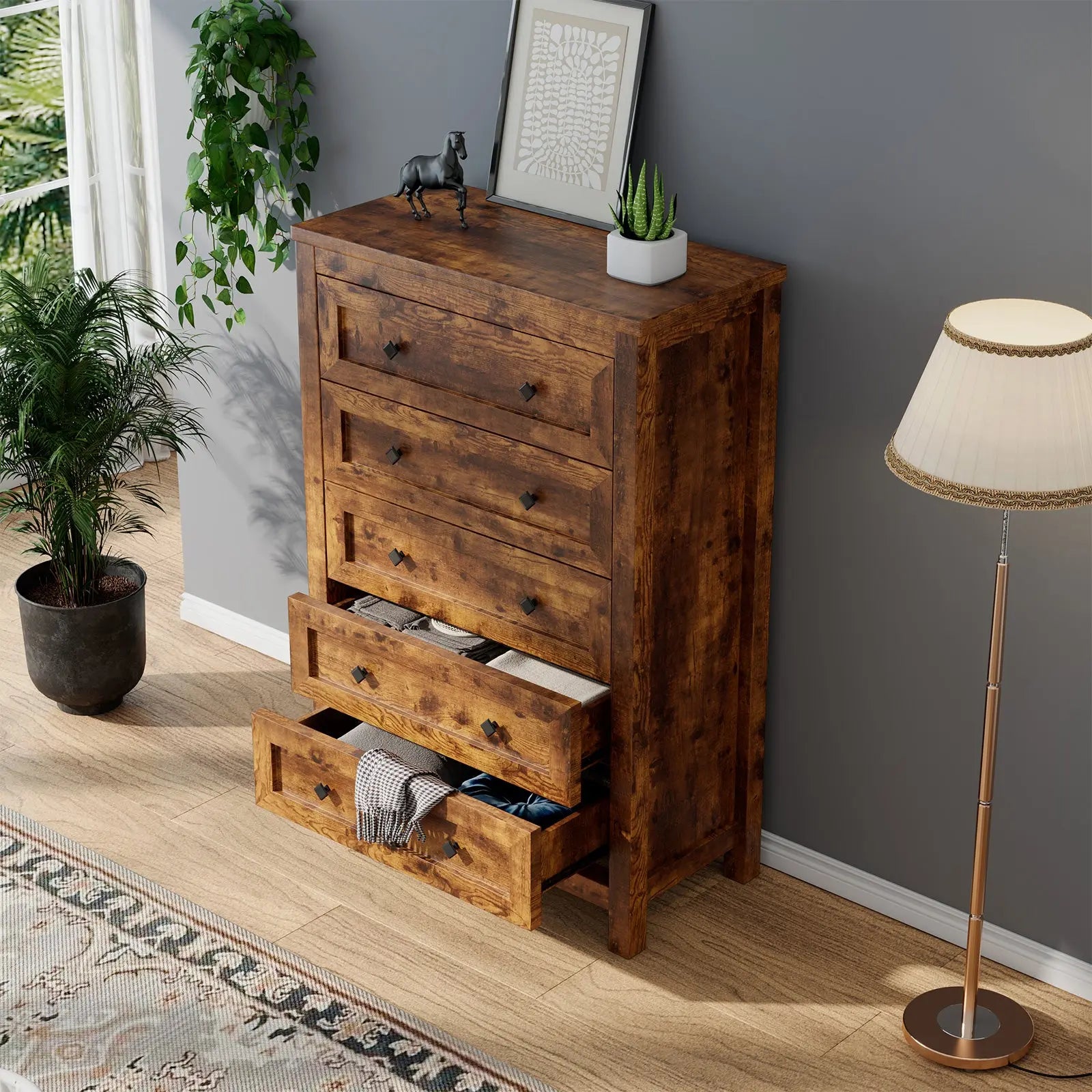 brown dresser chest Amerlife Lenny Tall Drawers Dresser Vintage Farmhouse Wood Tall Chest Bedroom Living Room