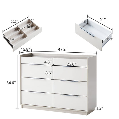 Kino 8-Drawers Dresser - White&Gray