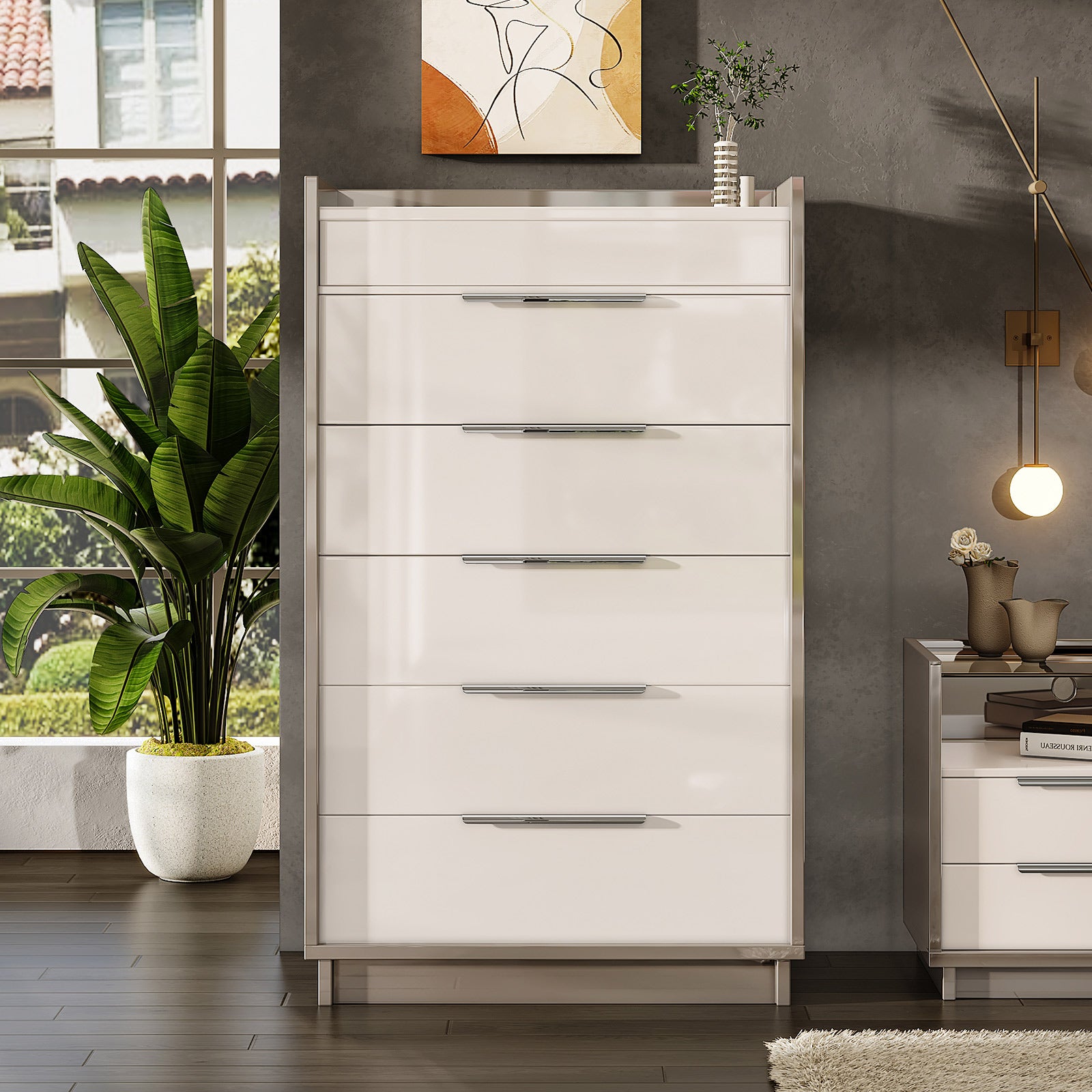 Kino 5-Drawers Dresser - White&Gray