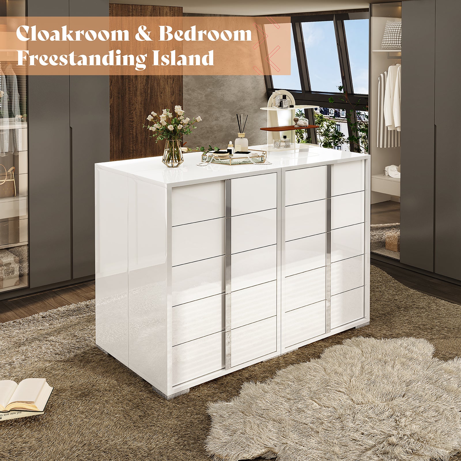 Lena 5-Drawers Dresser - White