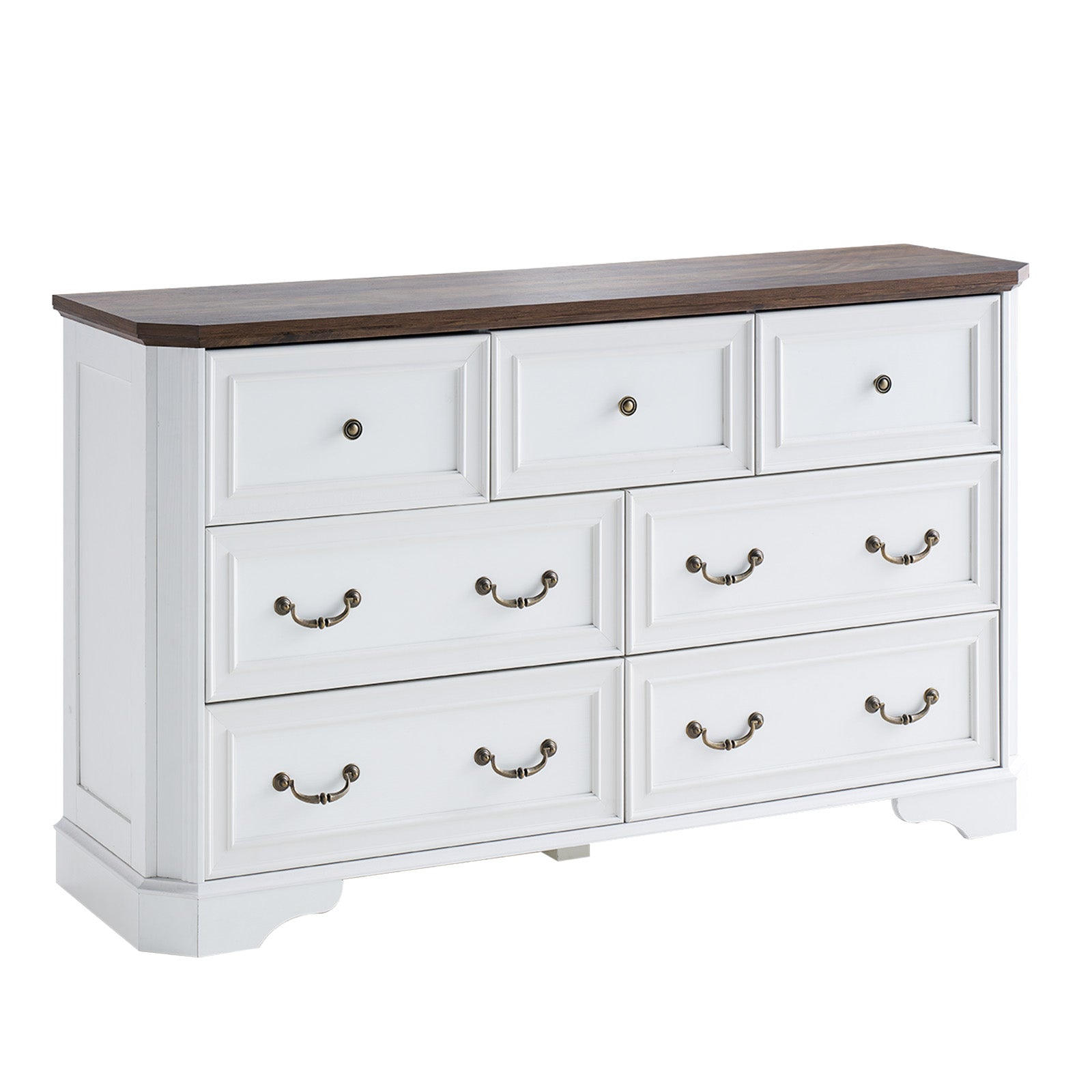 white chest of drawers dresser Amerlife Somer 7-Drawers Dresser Bevel Shape Storage Cabinet Bedroom Dresser Grey Walnut