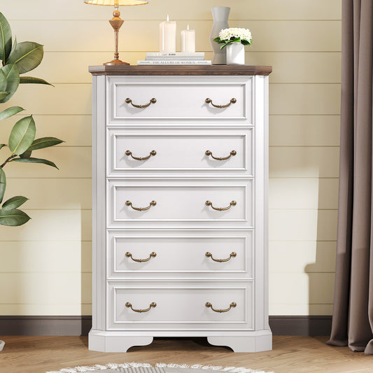 Somer 5-Drawers Dresser Bevel Shape - Antique White