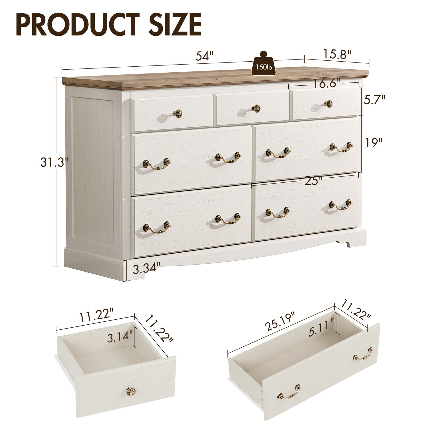 Erebus 7-Drawers Dresser - Antique White