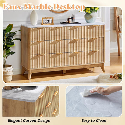 Cropredy Fluted Dresser and Chest Set Amerlife Natural Oak