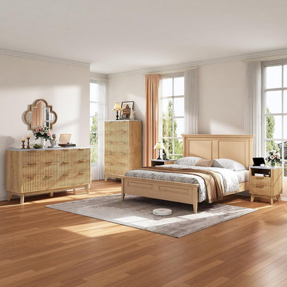 Cropredy Fluted Dresser and Chest Set Amerlife Natural Oak