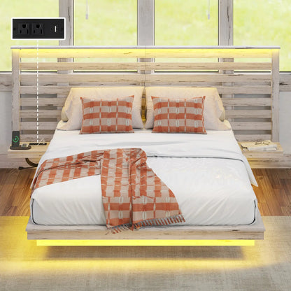 Driscoll Floating Bed Frame -Full / Distressed White