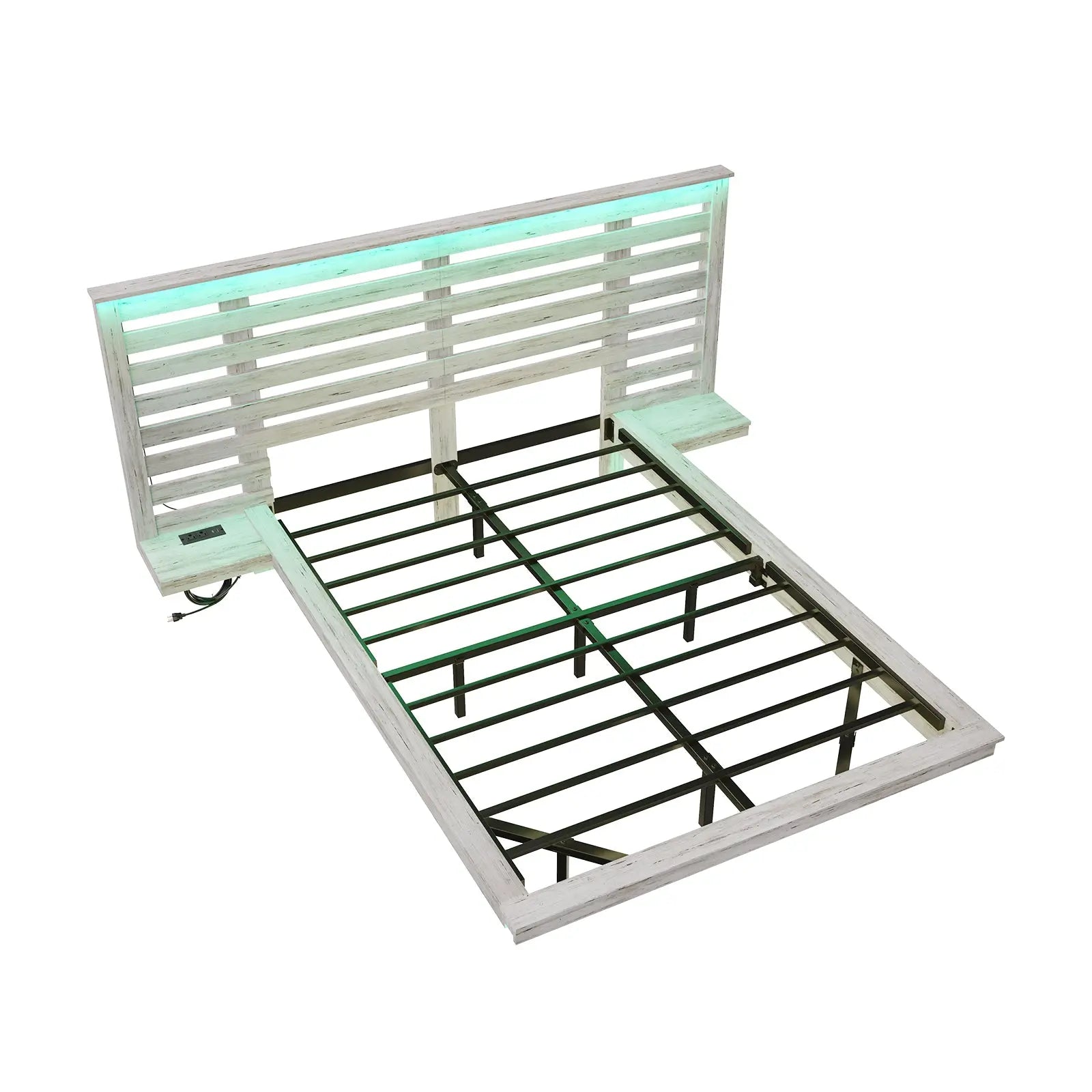 Driscoll Floating Bed Frame -Full / Distressed White