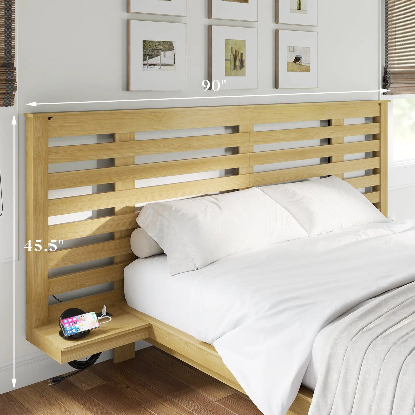 Driscoll Floating Bed Frame -Full / Natural Oak