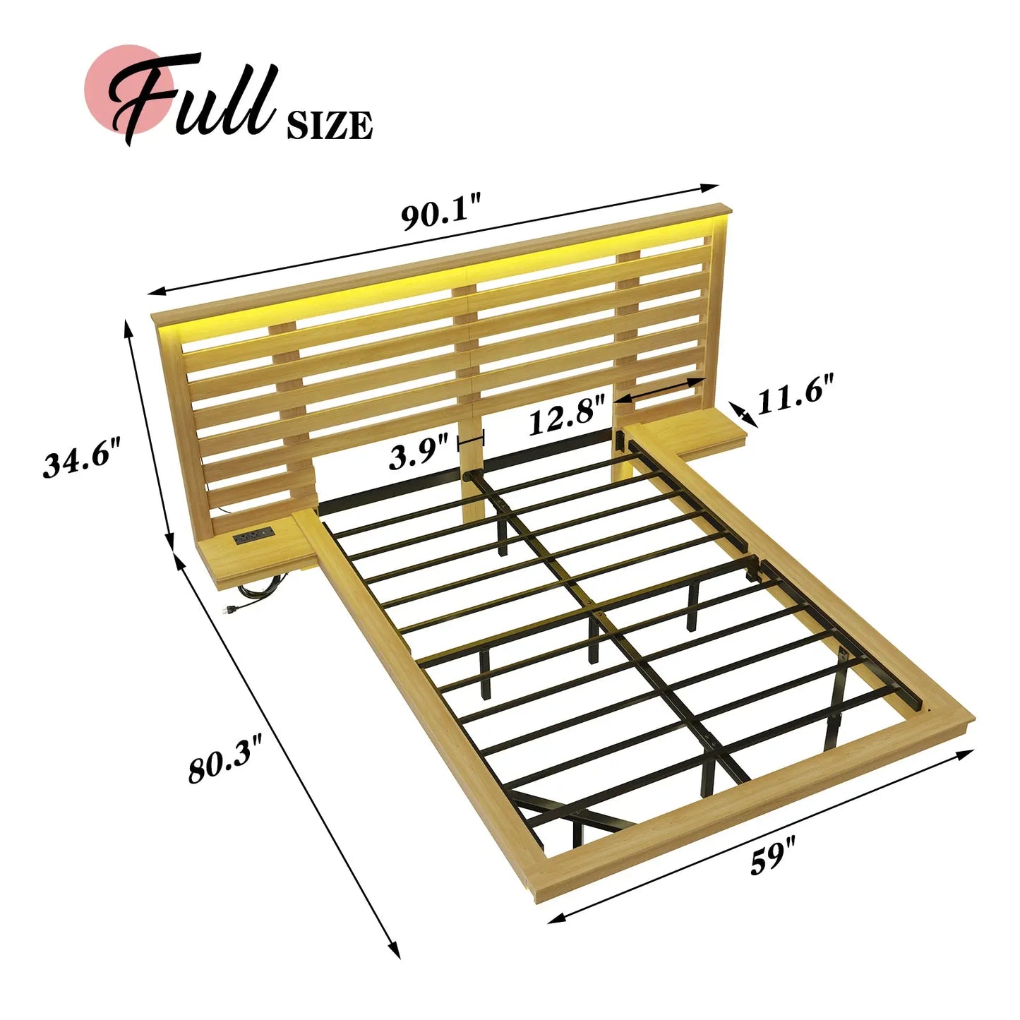 Driscoll Floating Bed Frame -Full / Natural Oak