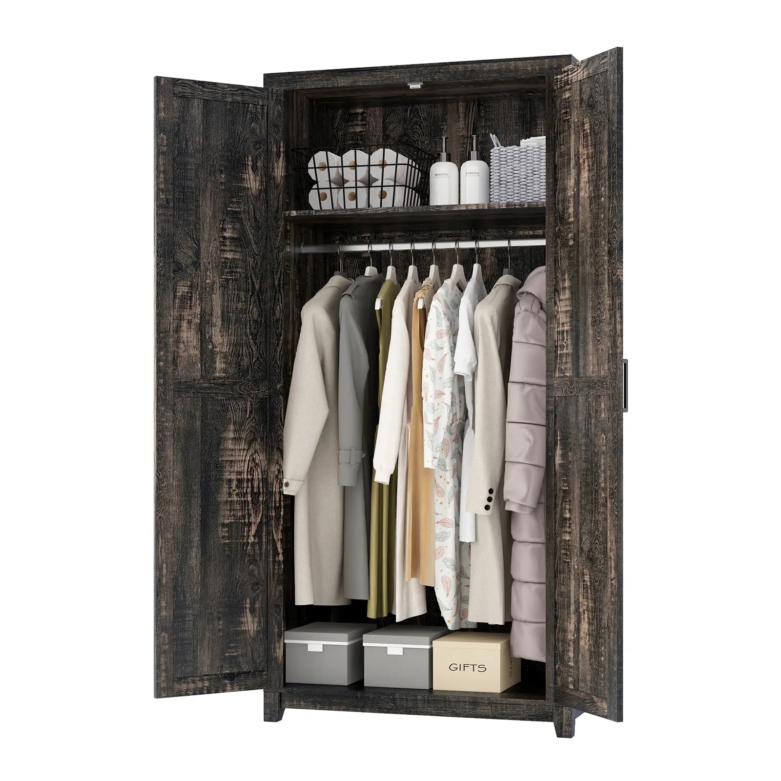 CNS060 Emerson Wardrobe Closet Black Walnut